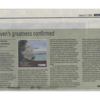 Beethoven's greatness confirmed
Weekender
17.01.2004